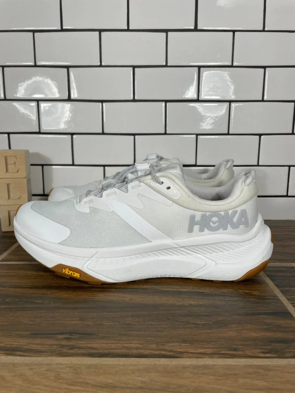 Hoka One One Transport Running Shoes Womens 8.5 White All Terrain Vibram Sneaker